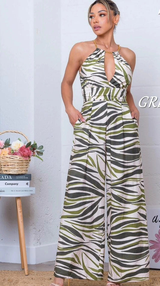 Zebra Green Jumpsuit